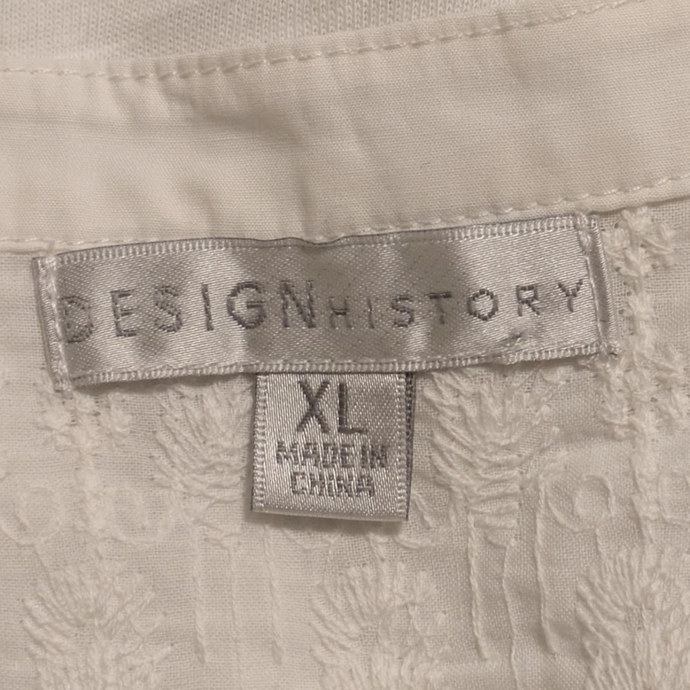 Design History Blouse Embroidered White Flutter Sleeve Preppy Academia Top XL - Picture 5 of 7